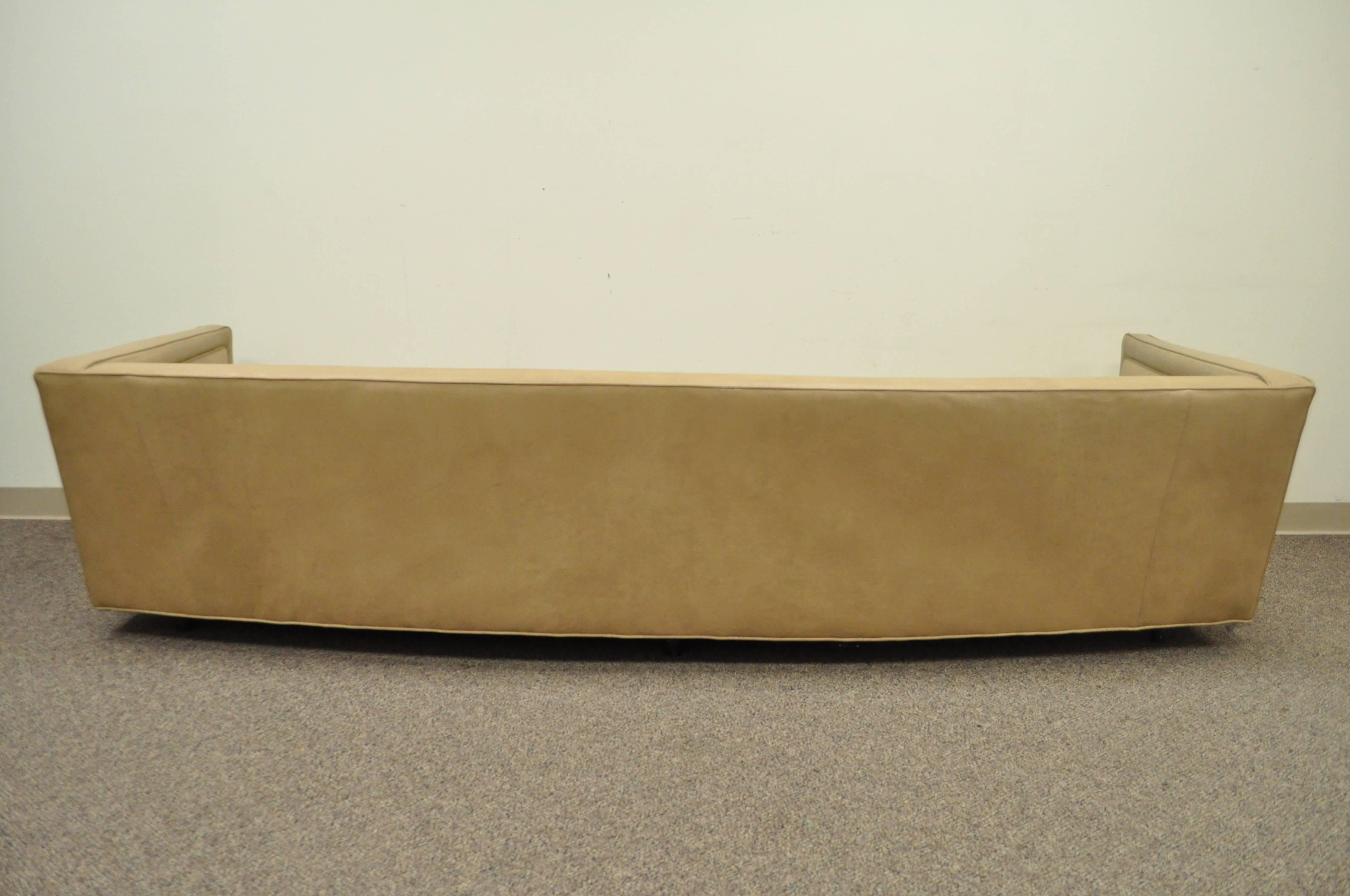 Long Curved Harvey Probber Button Tufted Leather Mid-Century Modern Sofa For Sale 2