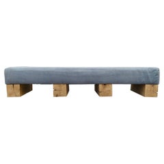 Long Custom Bench with Solid Wood Bases