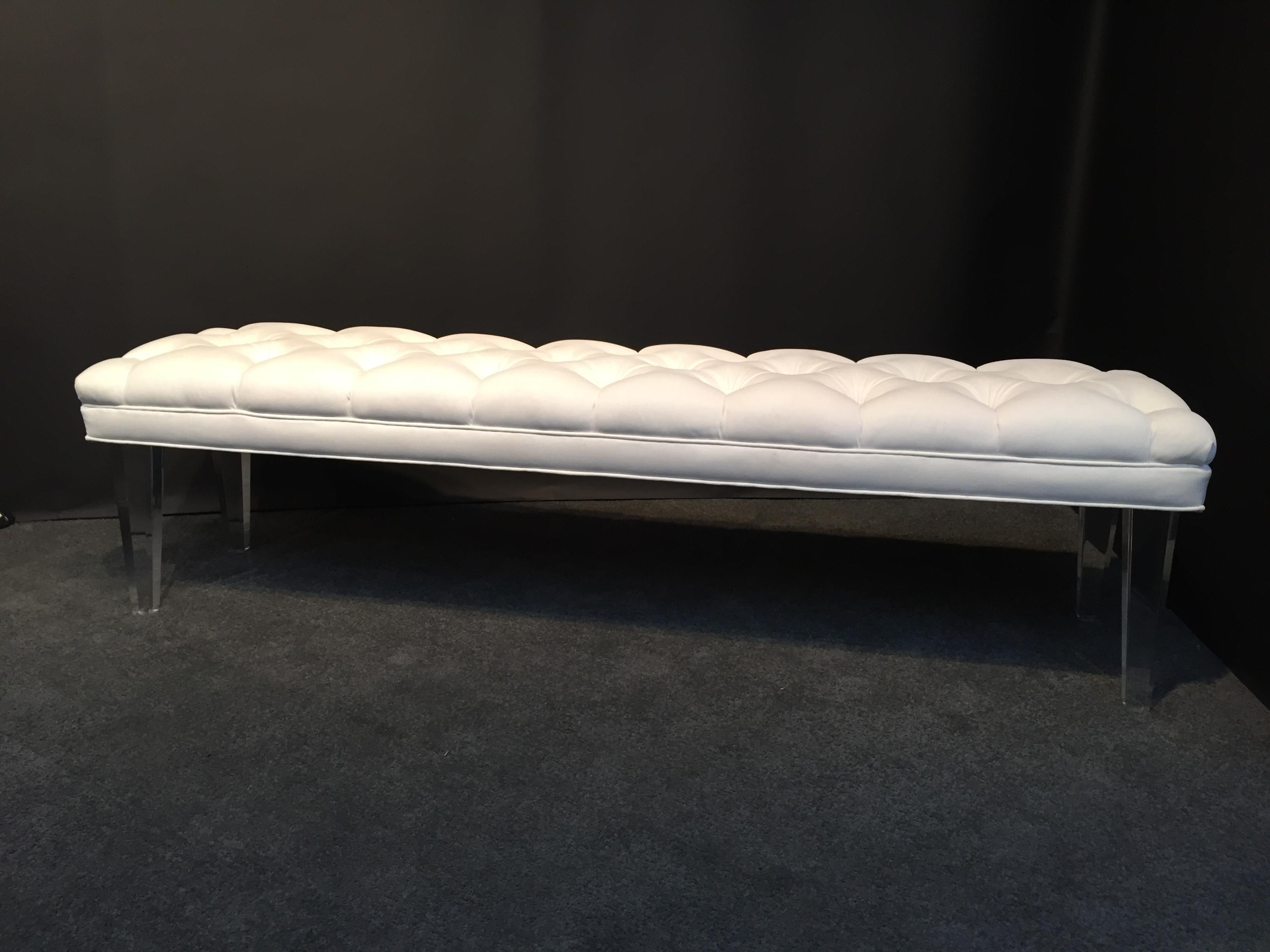 American Long Custom Lucite Tufted King Size Bench