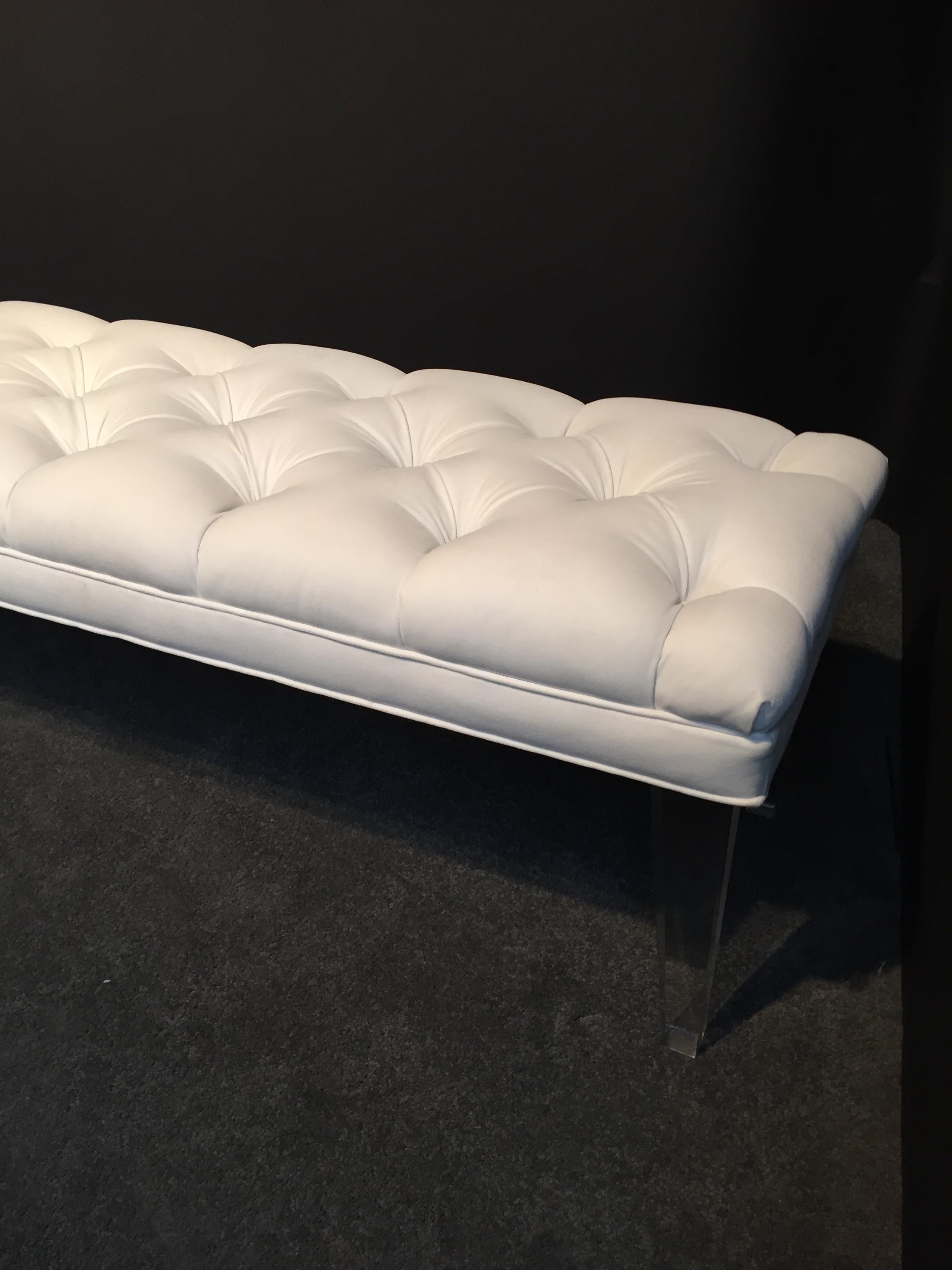 Contemporary Long Custom Lucite Tufted King Size Bench
