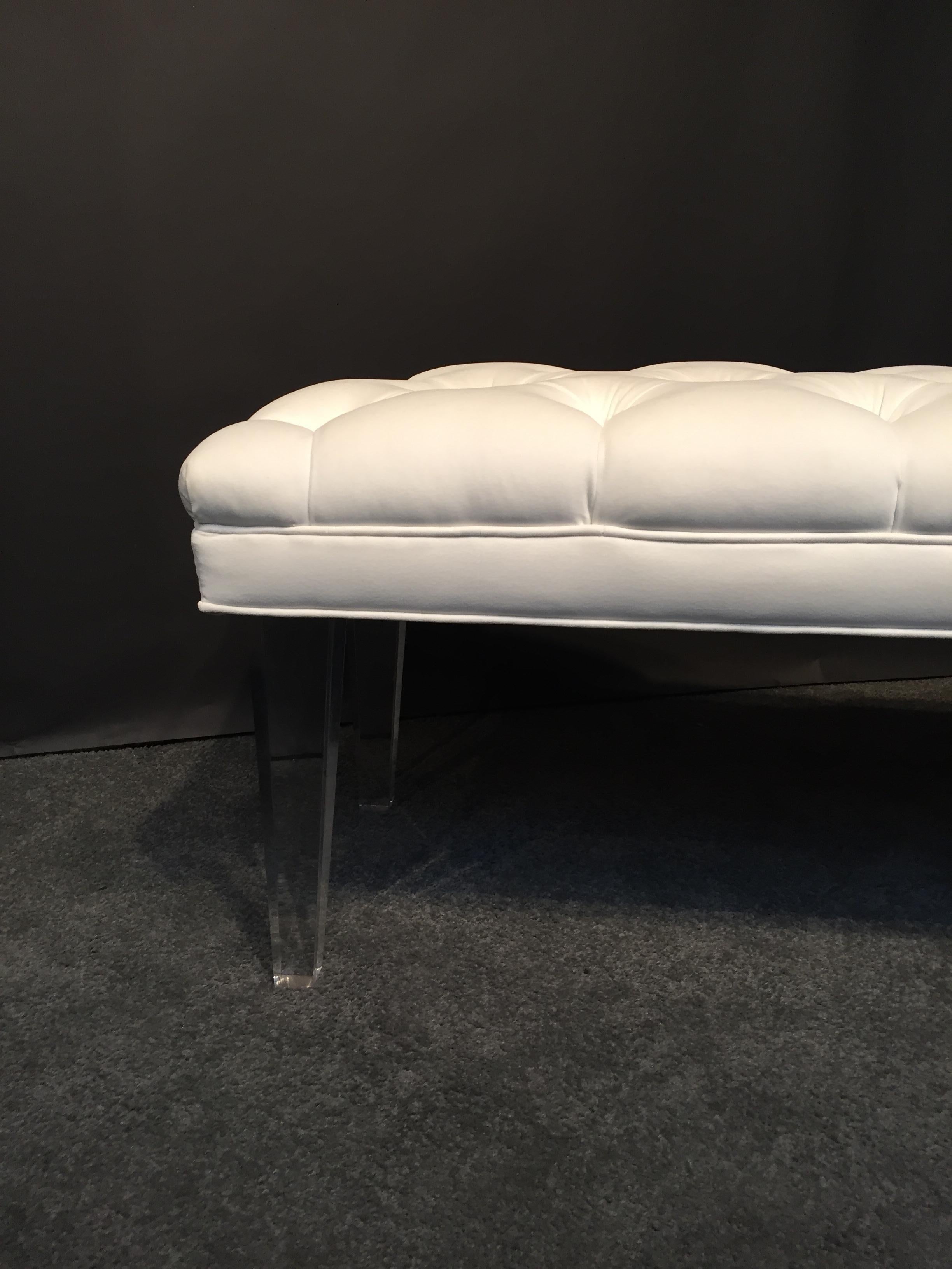 Fabric Long Custom Lucite Tufted King Size Bench