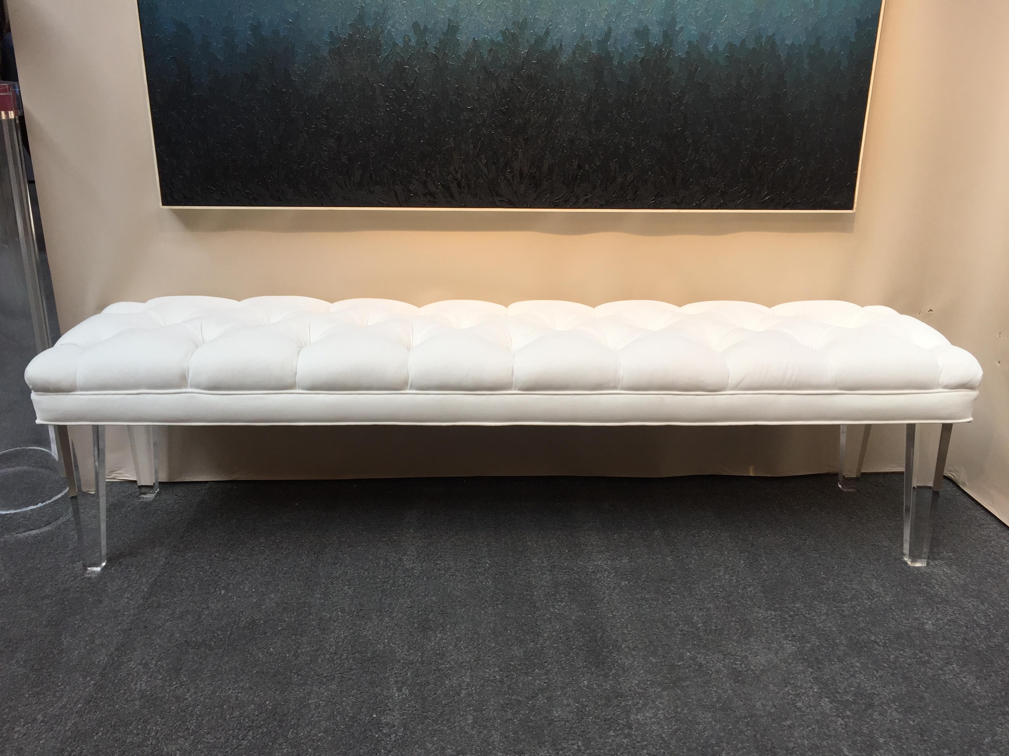 Long Custom Lucite Tufted King Size Bench 1