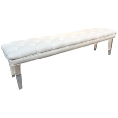 Long Custom Lucite Tufted King Size Bench