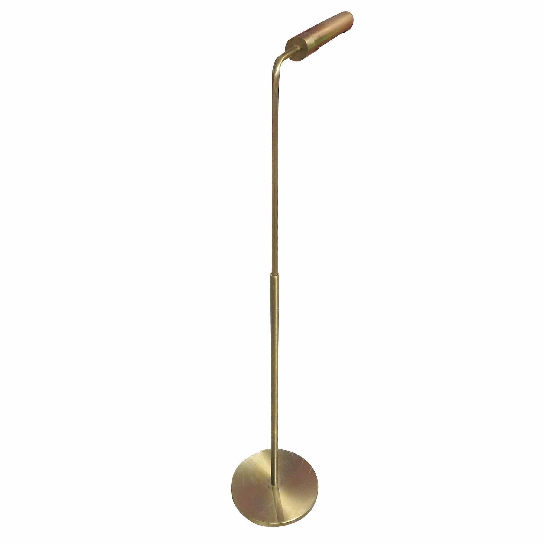 Post-Modern Long Cylinder Form Brass Reading Floor Lamp by Casella