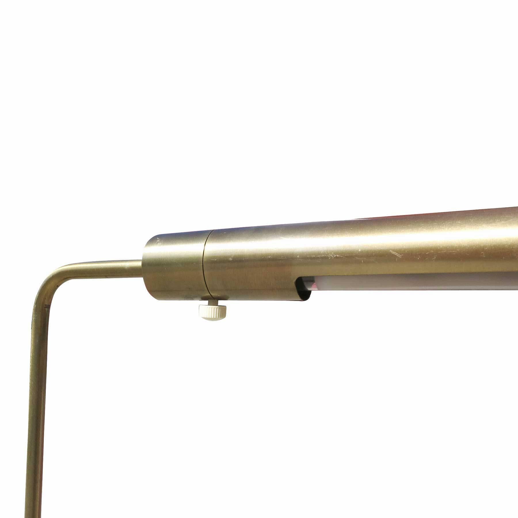 American Long Cylinder Form Brass Reading Floor Lamp by Casella