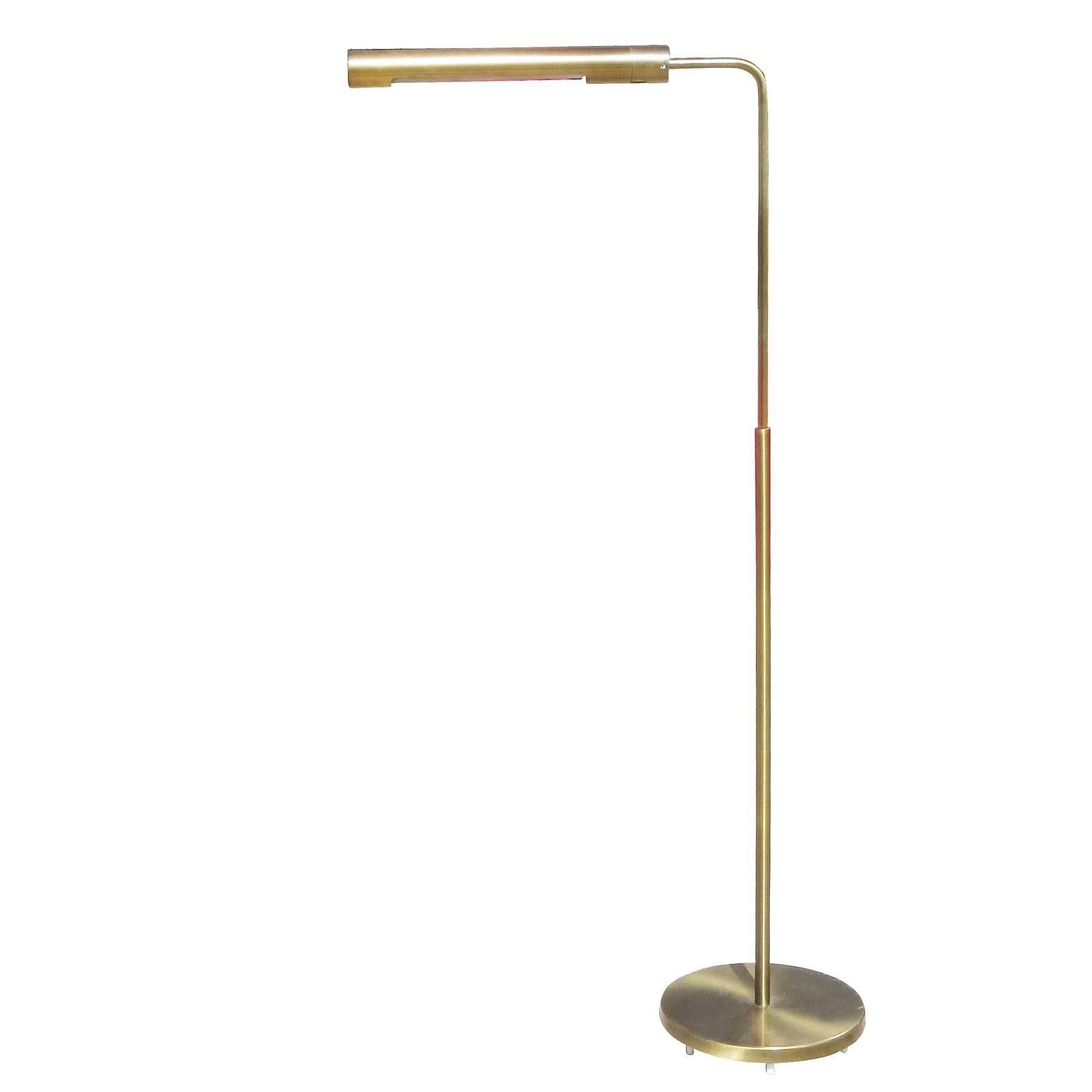 Long Cylinder Form Brass Reading Floor Lamp by Casella In Excellent Condition In Van Nuys, CA