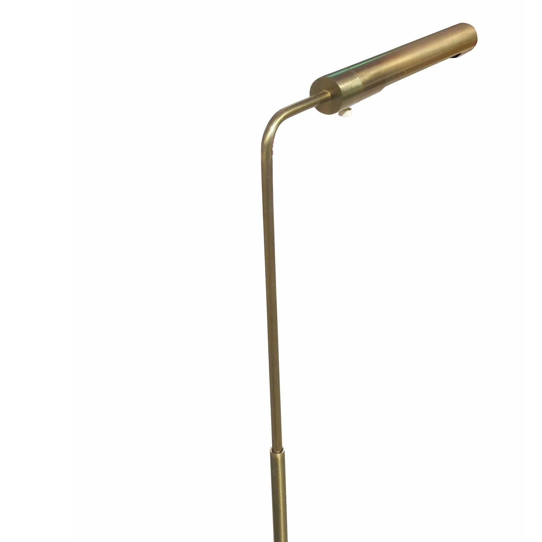 Late 20th Century Long Cylinder Form Brass Reading Floor Lamp by Casella