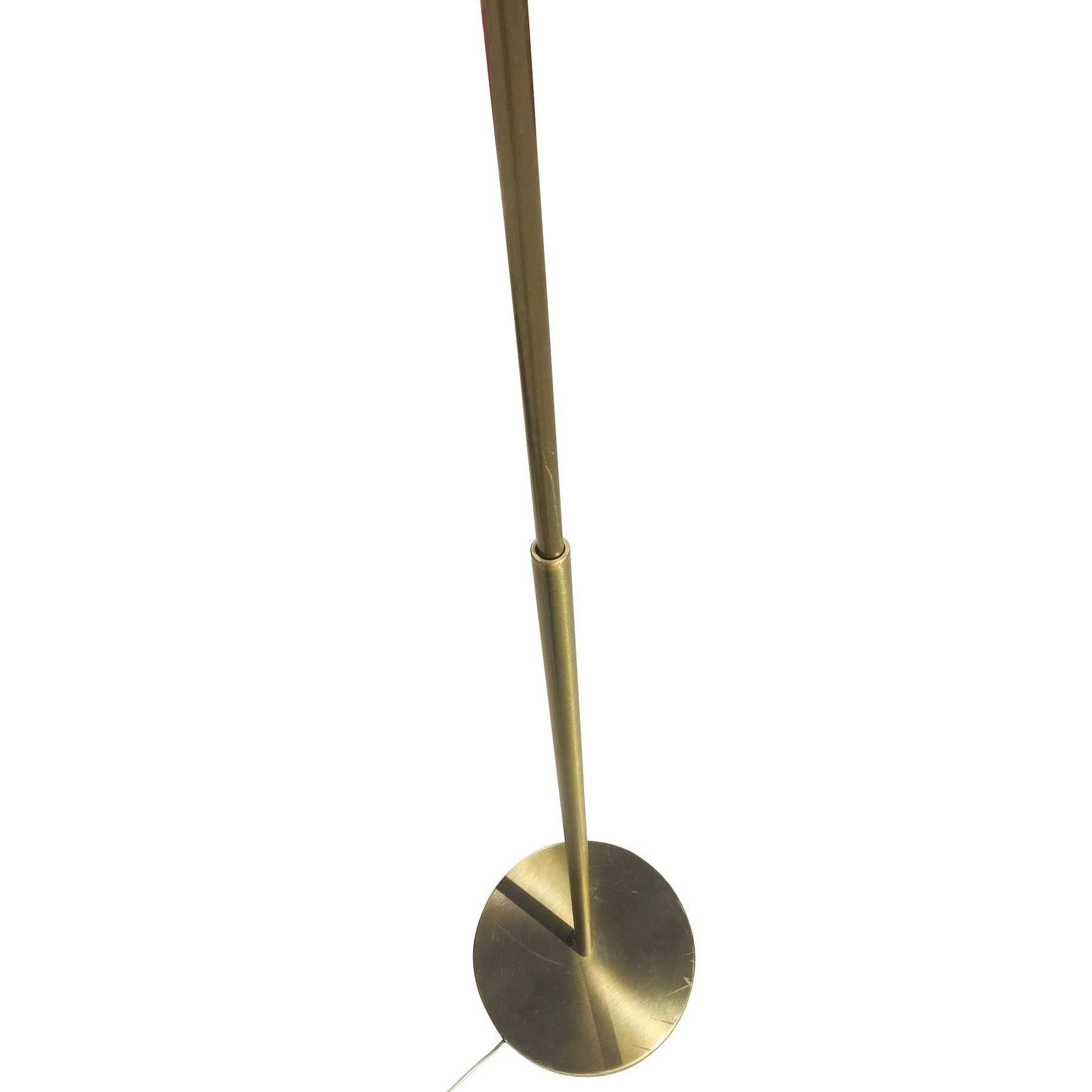 Metal Long Cylinder Form Brass Reading Floor Lamp by Casella