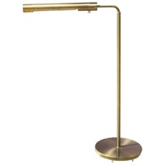 Long Cylinder Form Brass Reading Floor Lamp by Casella