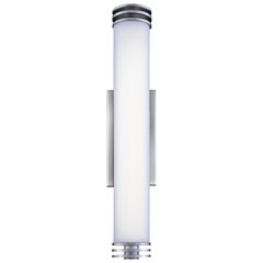 Long Cylinder White Glass Wall Sconce with Aluminium Wall Plate