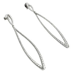 Long Dangling Marquise-Shape Diamond Earrings in White Gold