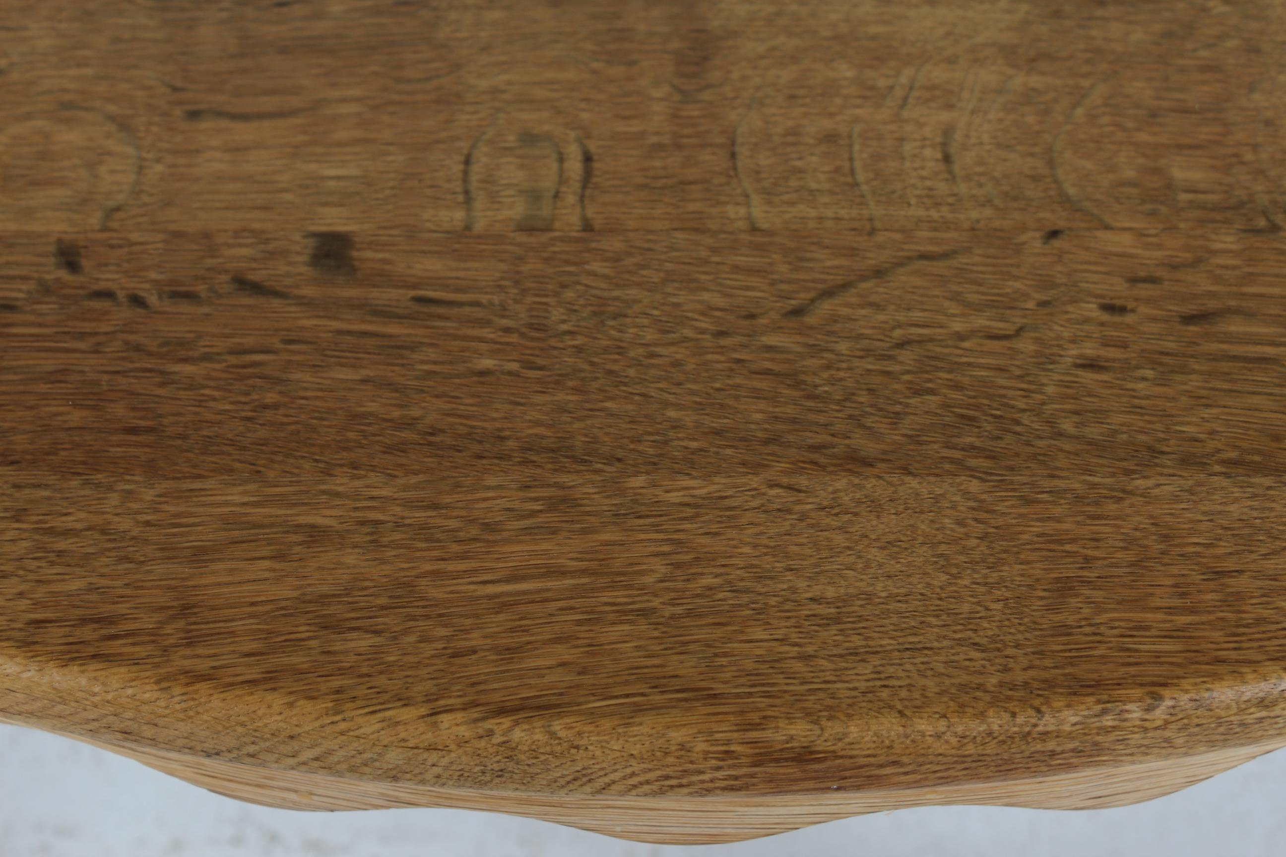 Veneer Long Danish 3 Leaves Extendable Dining Table of oak by Henning Kjærnulf 1970s
