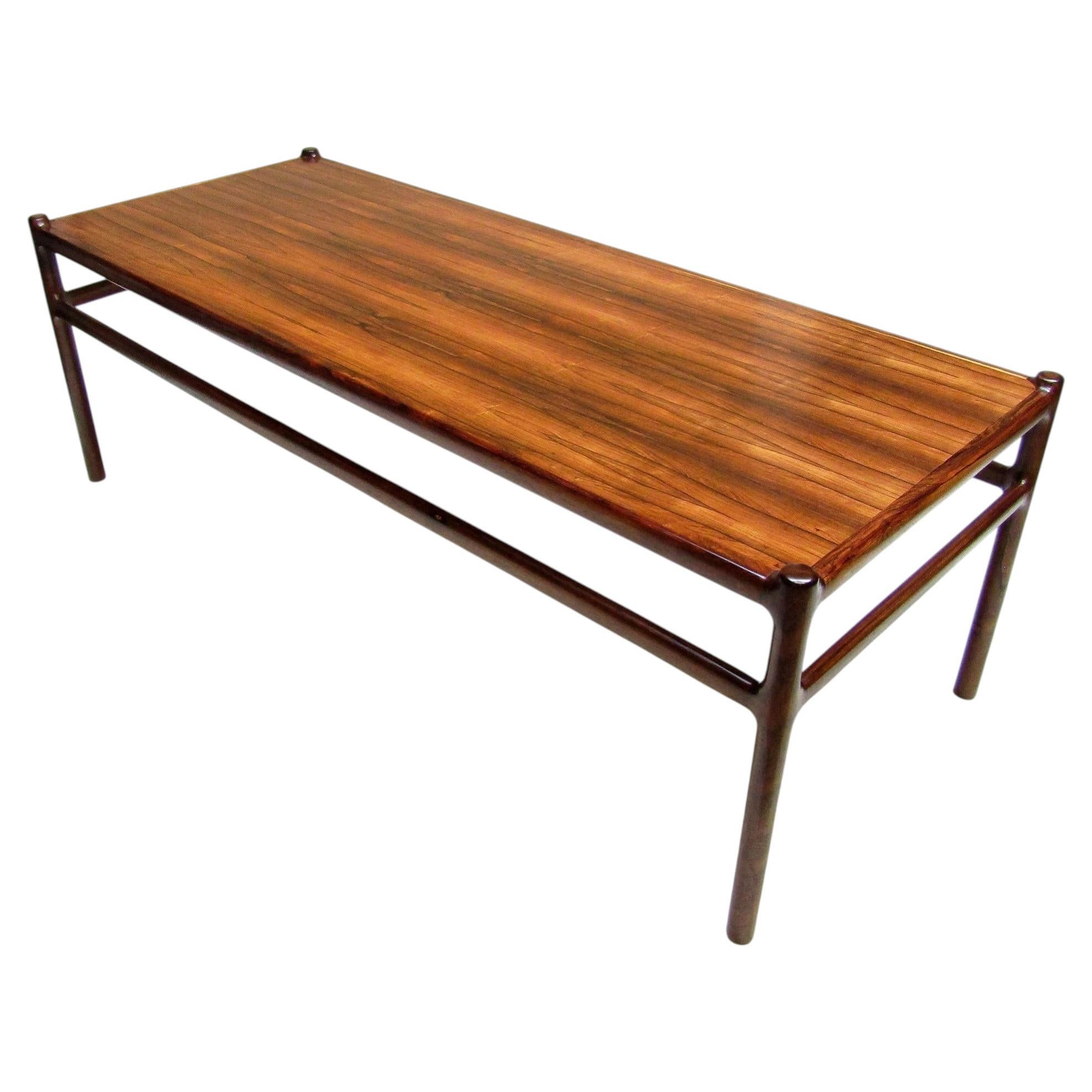 Long Danish Coffee Table in Rosewood by Henning Korch for CFC Silkeborg For Sale