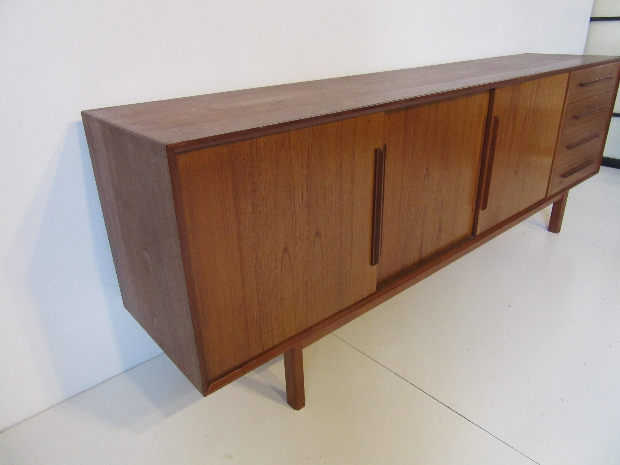 Mid-Century Modern Long Danish Credenza or Sideboard in the style of IB Kofod-Larsen