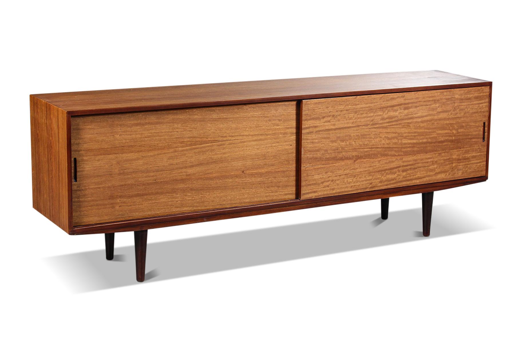 Other Long Danish Modern Sliding Door Credenza in Teak