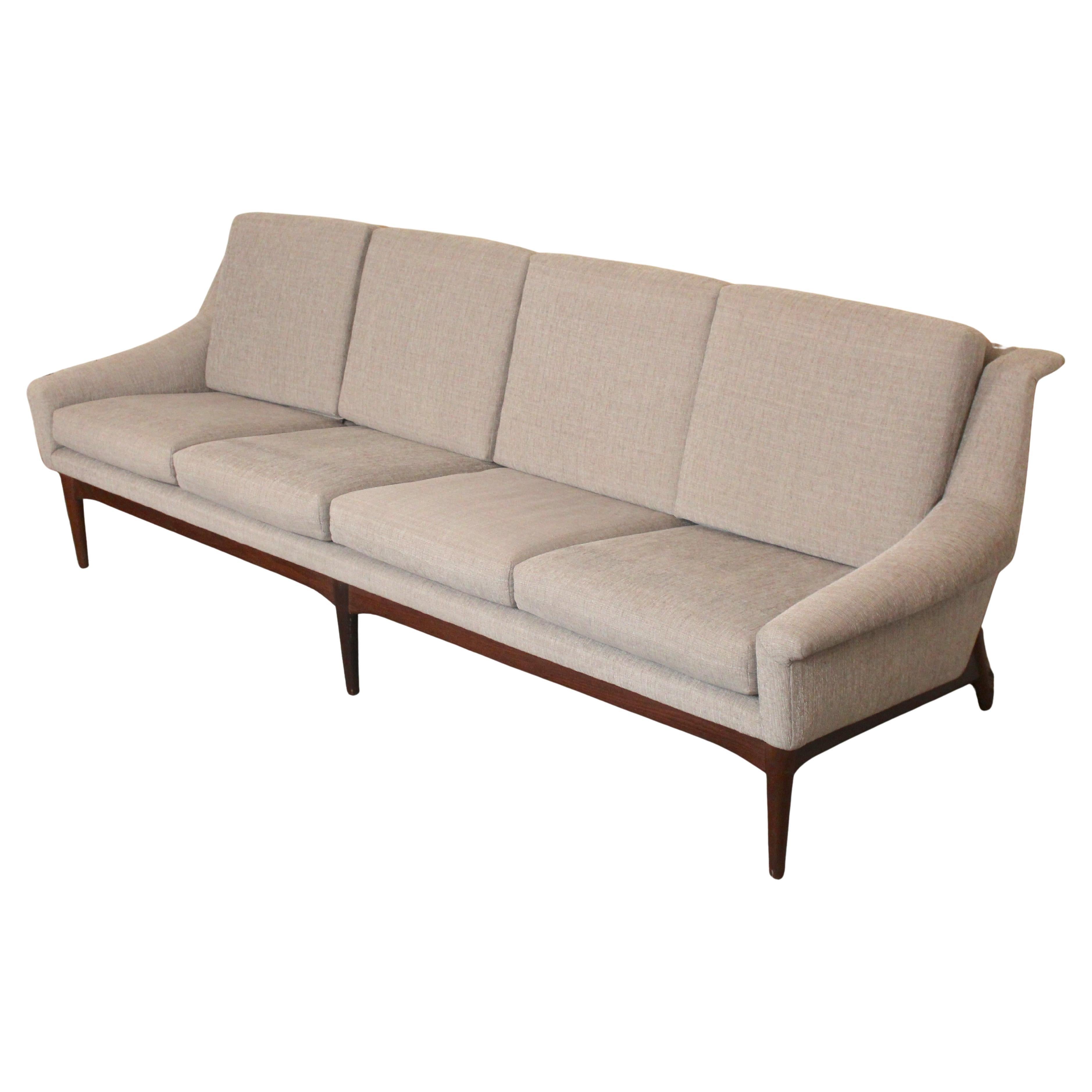 Long Danish Sofa by Bramin w/ Sculpted Teak Legs