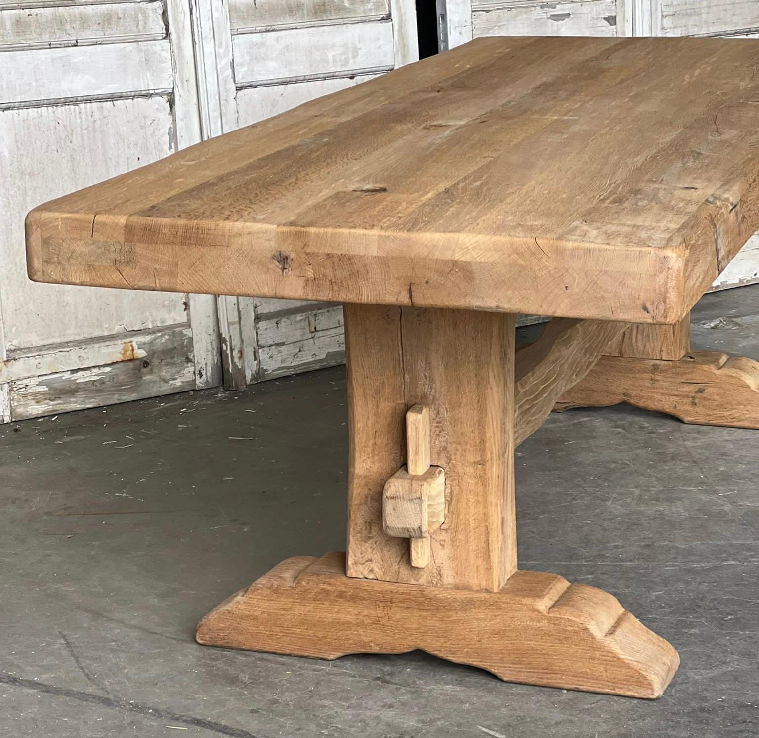 Long & Deep French Bleached Oak Farmhouse Dining Table 6