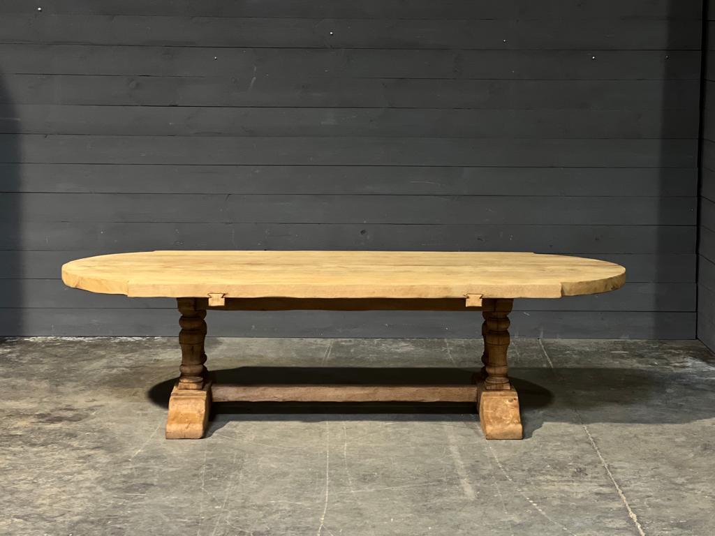 Long & Deep French Bleached Oak Farmhouse Dining Table  For Sale 6