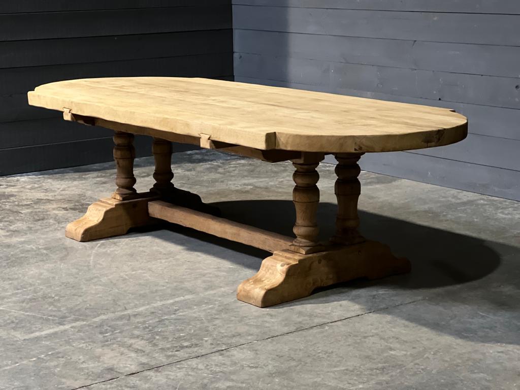 Long & Deep French Bleached Oak Farmhouse Dining Table  For Sale 7