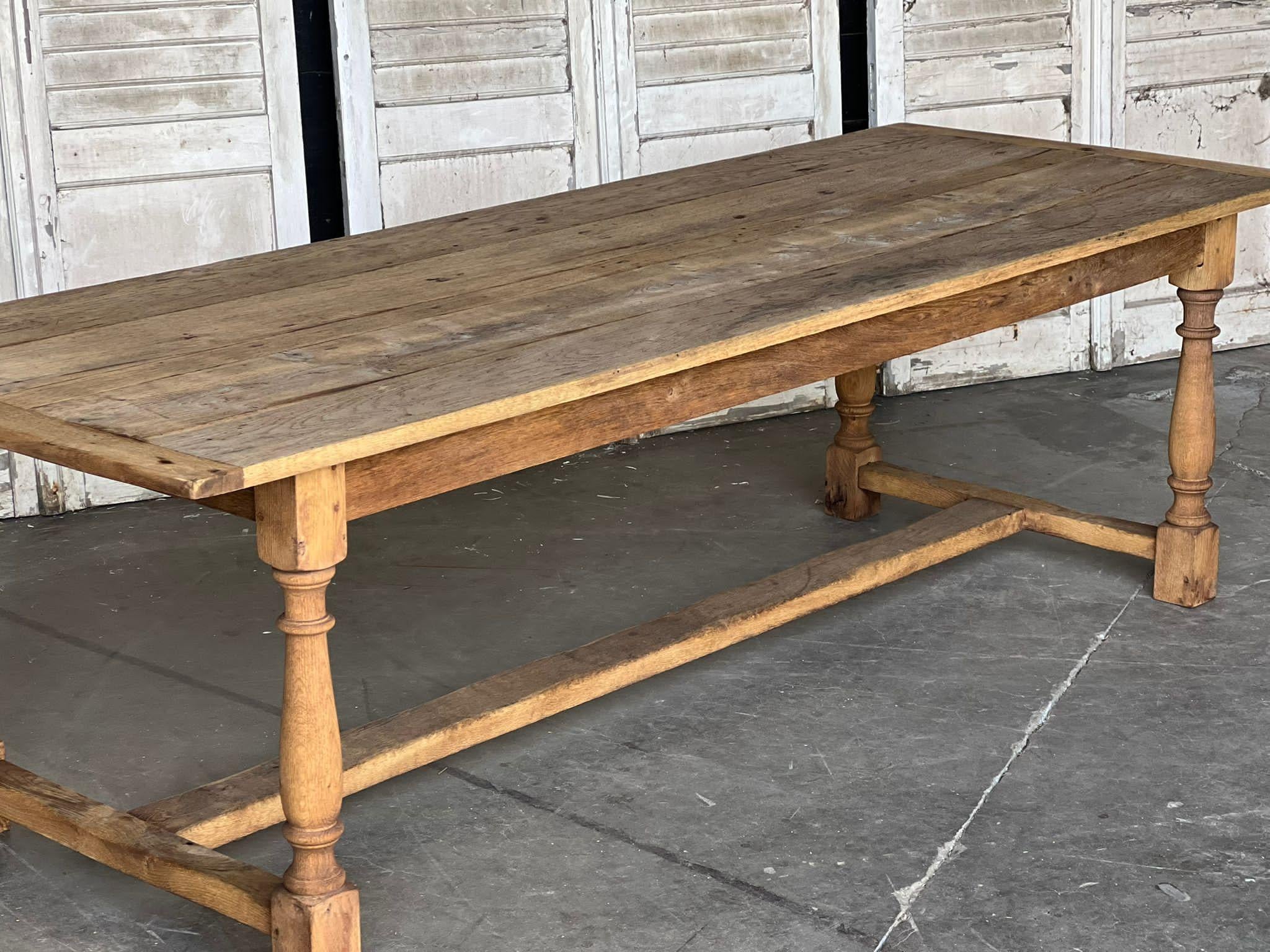 Long & Deep French Bleached Oak Farmhouse Dining Table 8