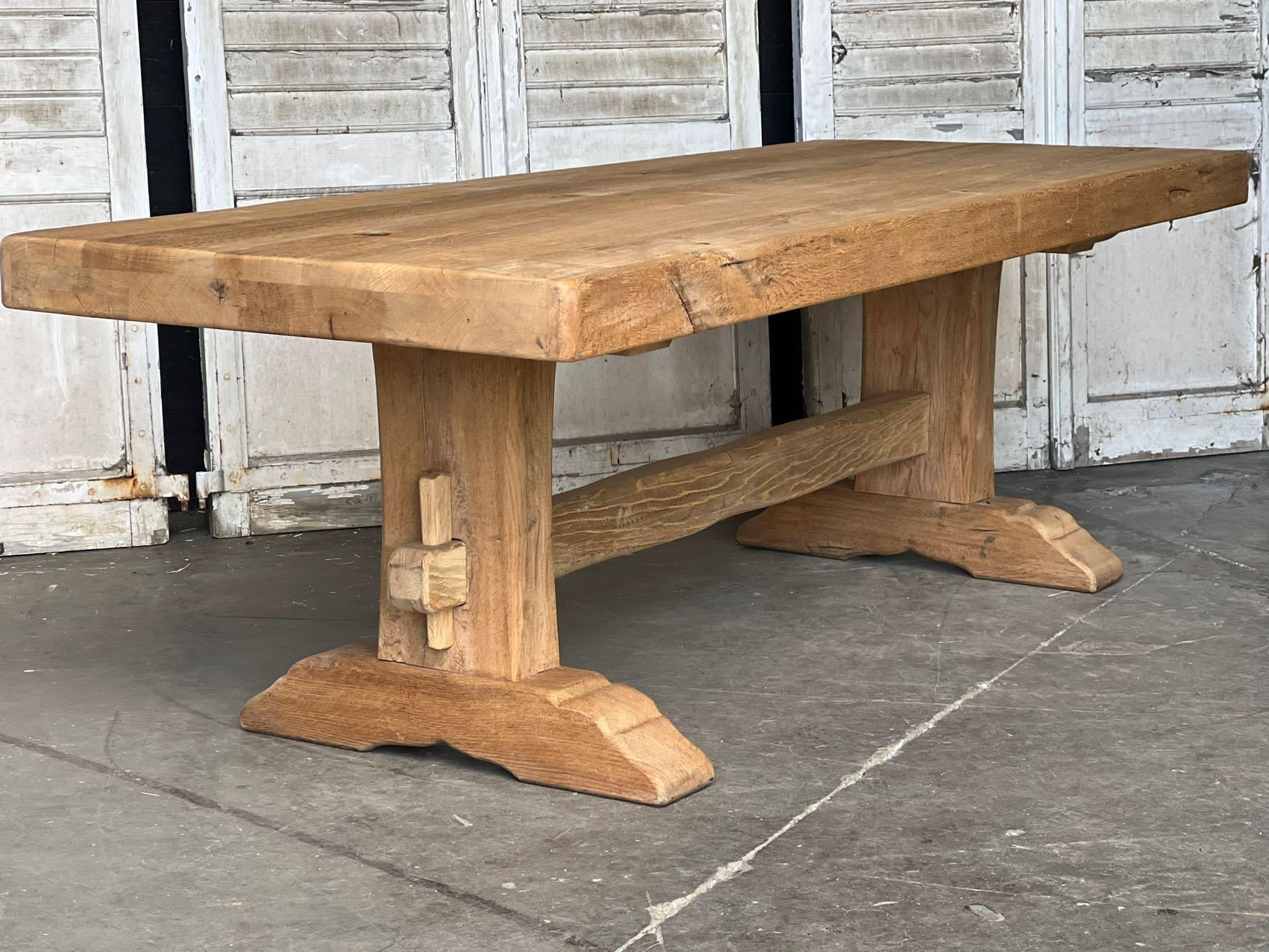 Long & Deep French Bleached Oak Farmhouse Dining Table 9