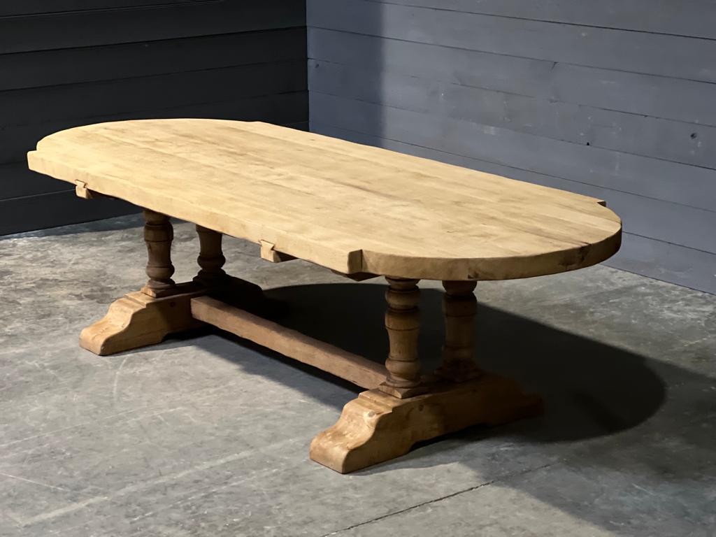 Long & Deep French Bleached Oak Farmhouse Dining Table  For Sale 11