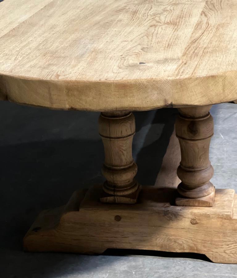 20th Century Long & Deep French Bleached Oak Farmhouse Dining Table  For Sale