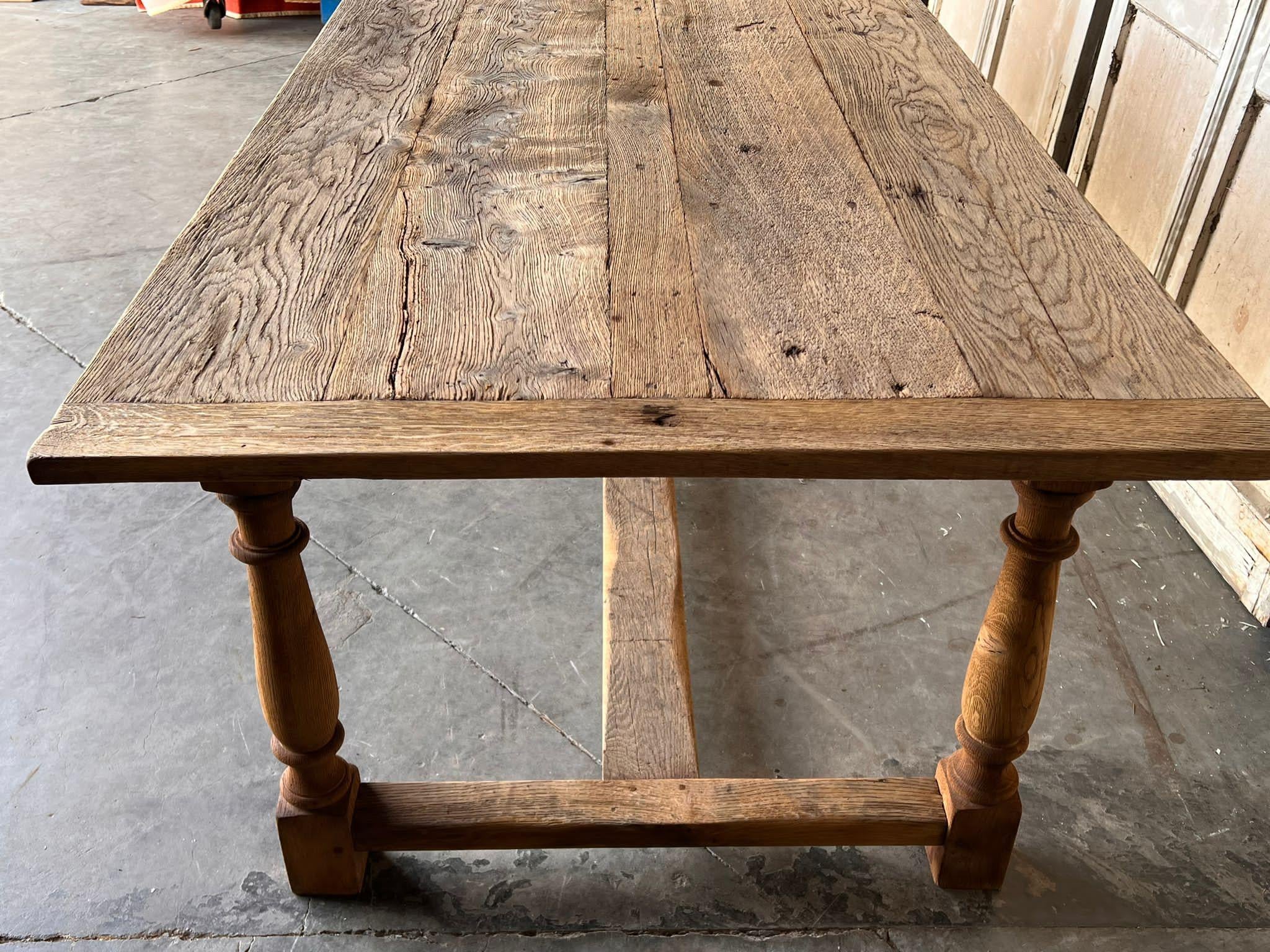 Long & Deep French Bleached Oak Farmhouse Dining Table 1