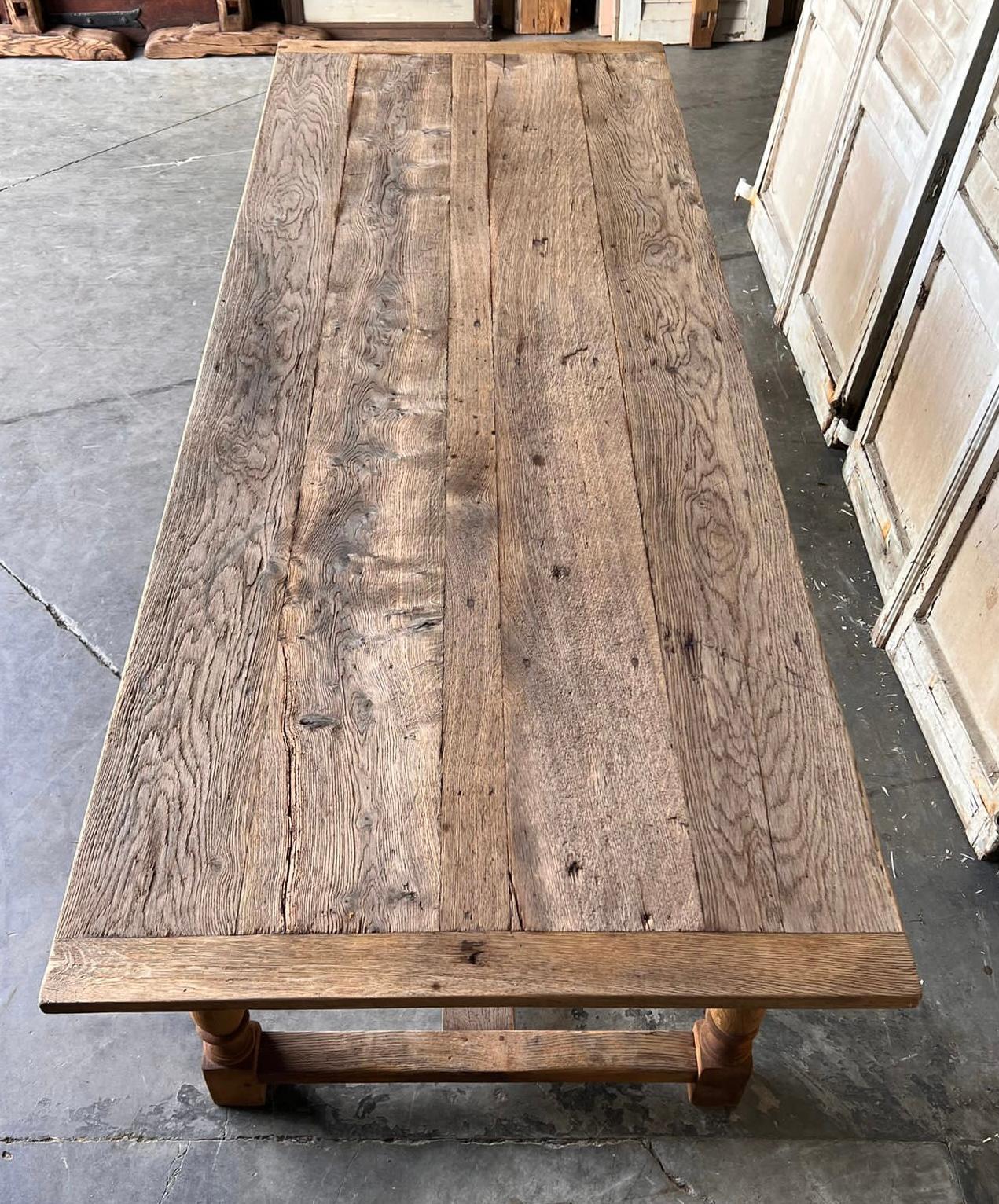 Long & Deep French Bleached Oak Farmhouse Dining Table 2