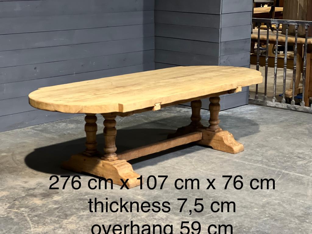 Long & Deep French Bleached Oak Farmhouse Dining Table  For Sale 3