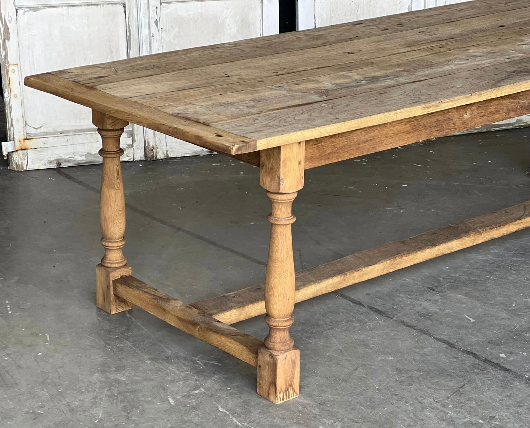 Long & Deep French Bleached Oak Farmhouse Dining Table 4