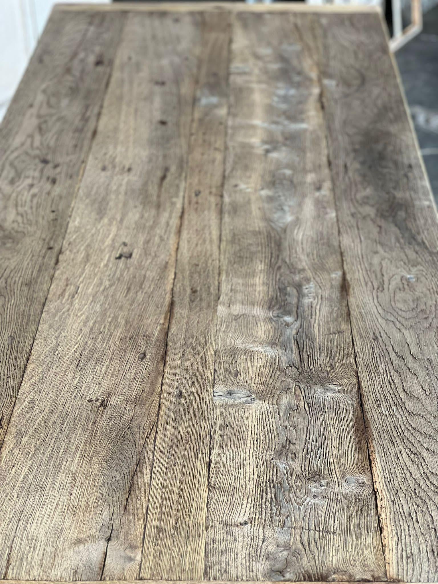 Long & Deep French Bleached Oak Farmhouse Dining Table 5