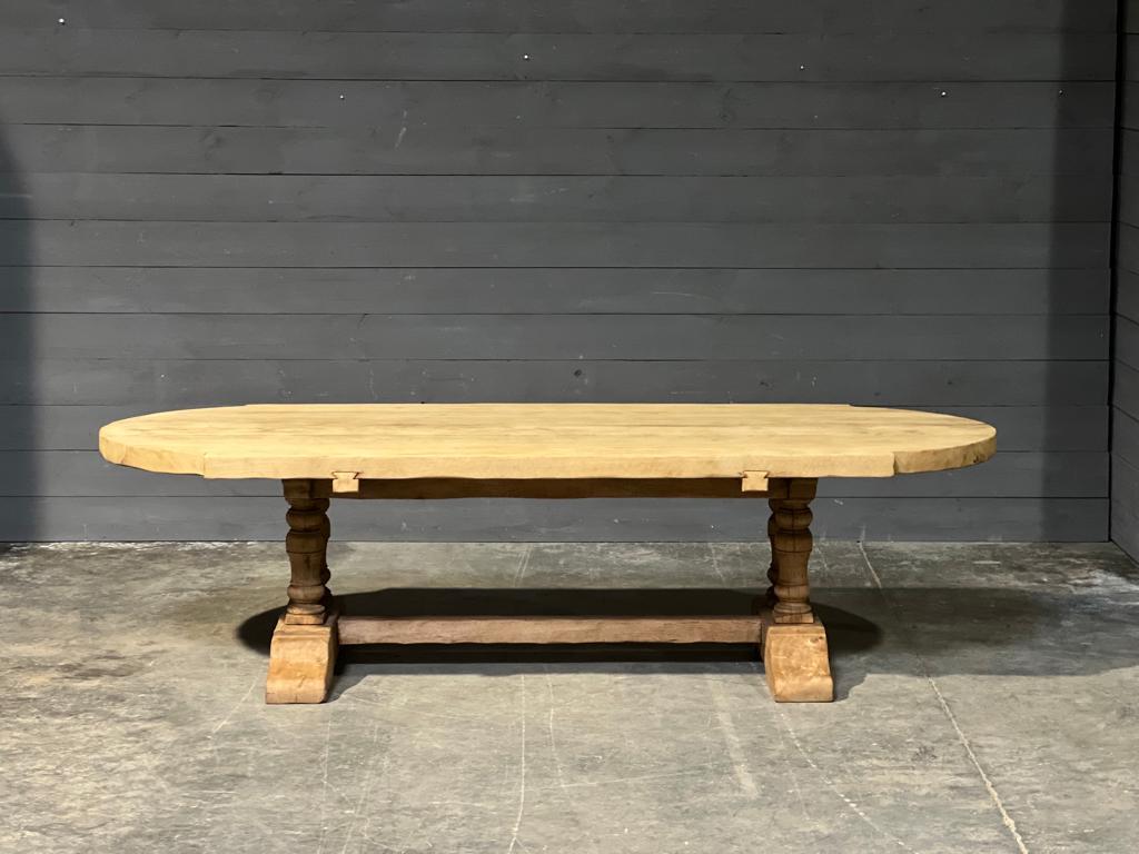 Long & Deep French Bleached Oak Farmhouse Dining Table  For Sale 5