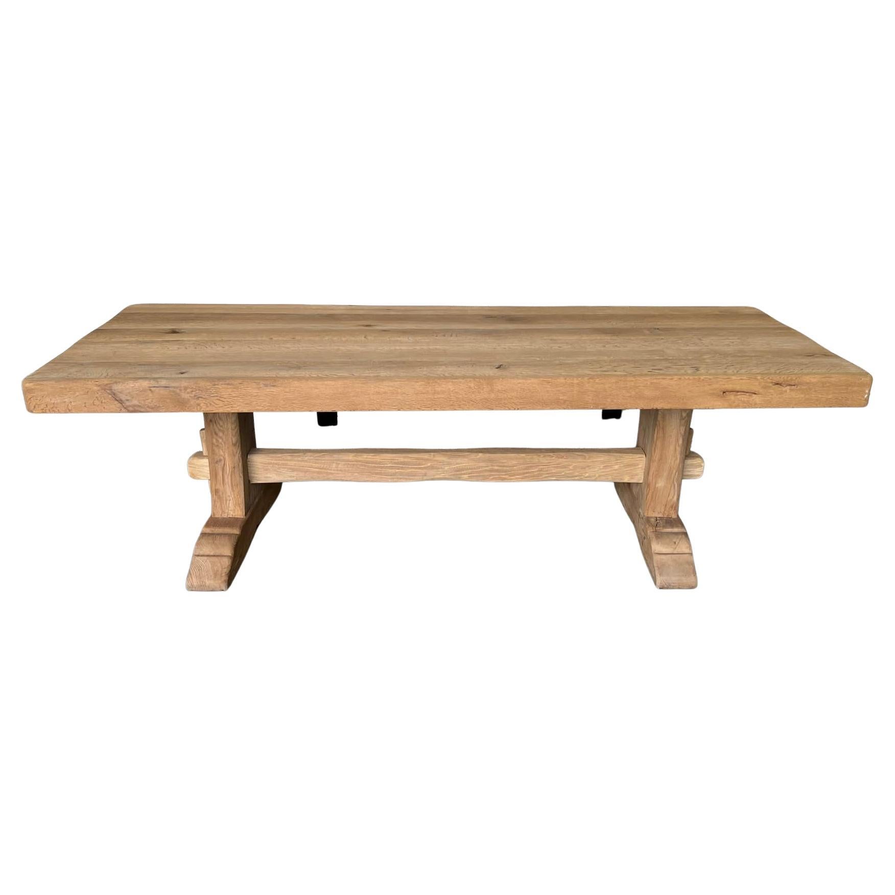 Long & Deep French Bleached Oak Farmhouse Dining Table