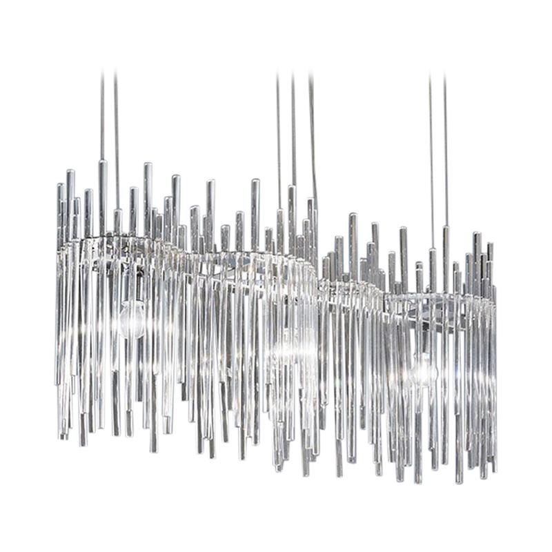 For Sale: Gray (Glossy Chrome) Long Diadema Chandelier K3 in Crystal by Vistosi