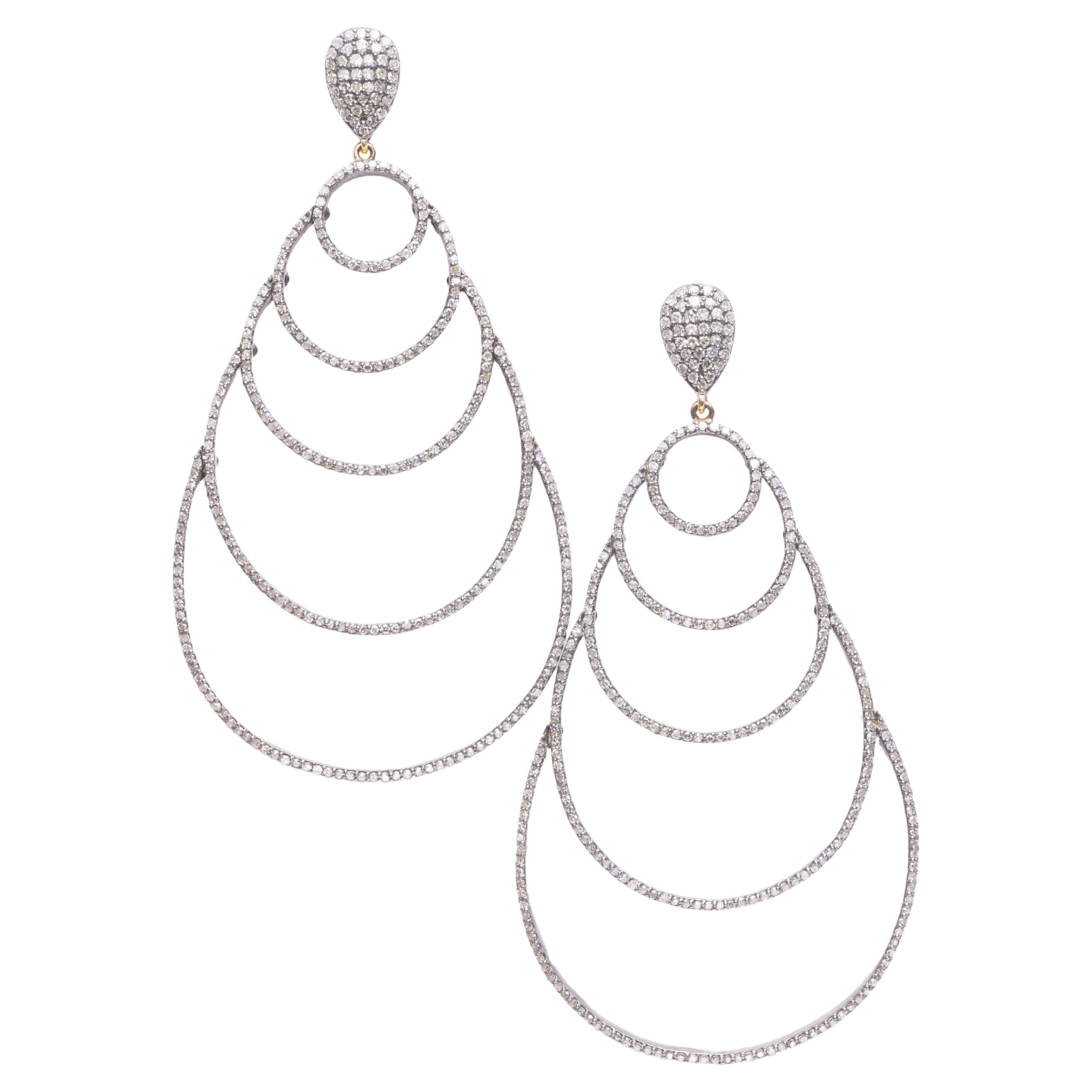 Long Diamond Chandelier Earrings