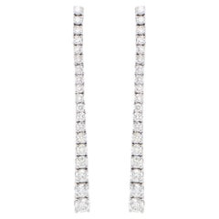 Long Diamond Dangle Earrings 2.66 Carats 18K White Gold