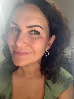 Long diamond earrings two tone 14KT gold dangling earrings