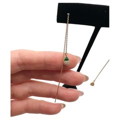 Long diamond enamel earrings modern 18KT gold earrings