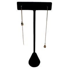 Long diamond enamel earrings modern 18KT gold earrings