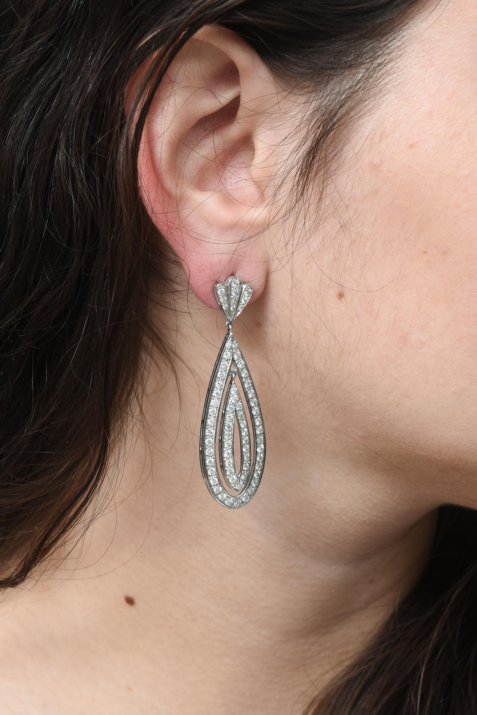 long dangling diamond earrings