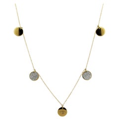Long Diamond Gold Disk Necklace