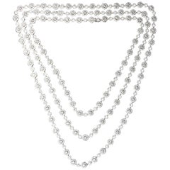Long Diamond Station Necklace with Halo Diamond Stations, 16.84 Carat