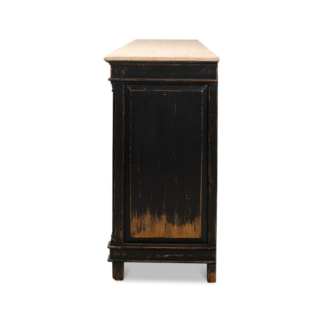 Legno Buffet lungo in stile Direttorio in nero anticato in vendita