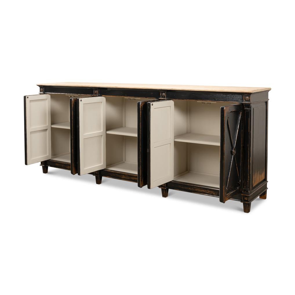 Buffet lungo in stile Direttorio in nero anticato in vendita 1