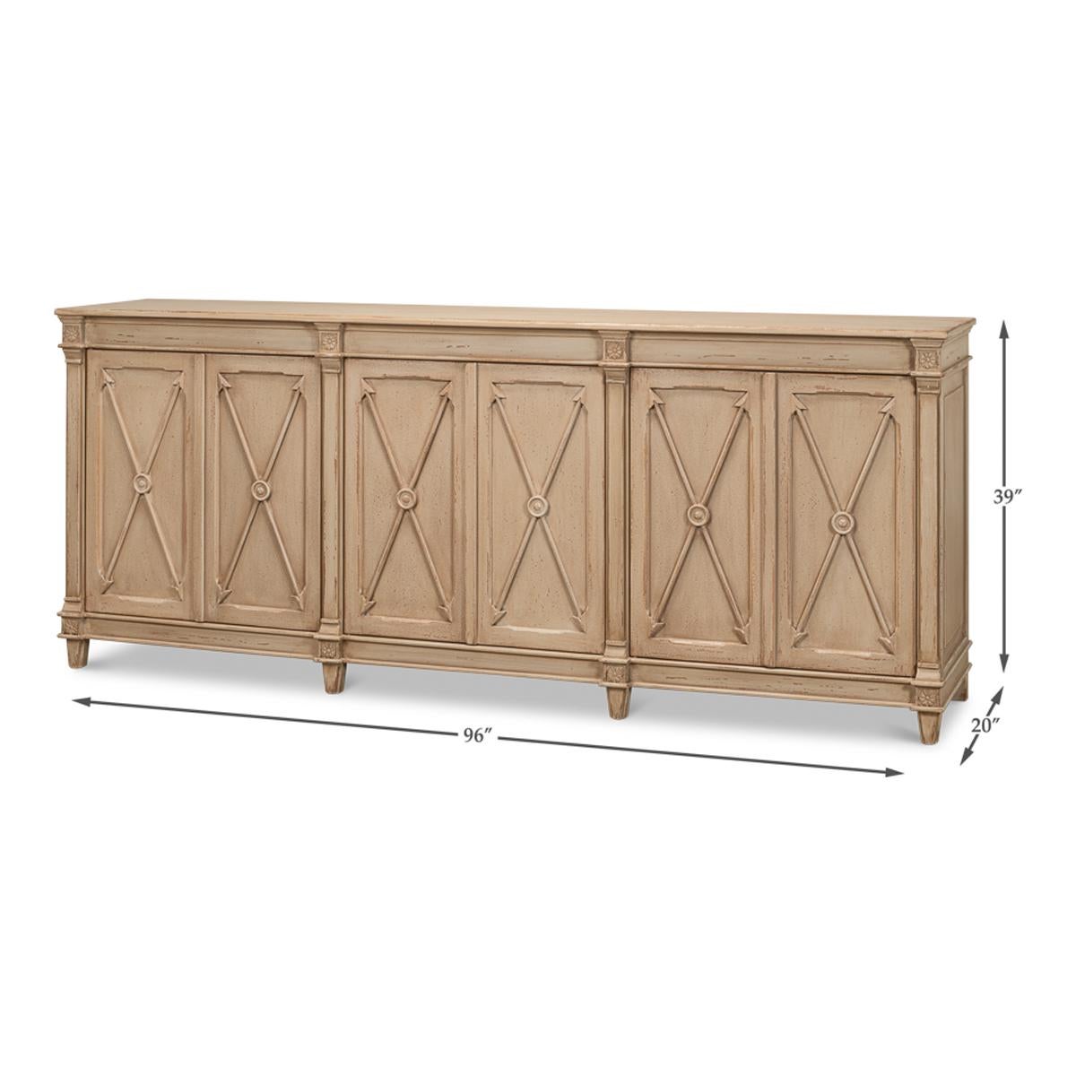 Long Directoire Style Antiqued Buffet For Sale 5
