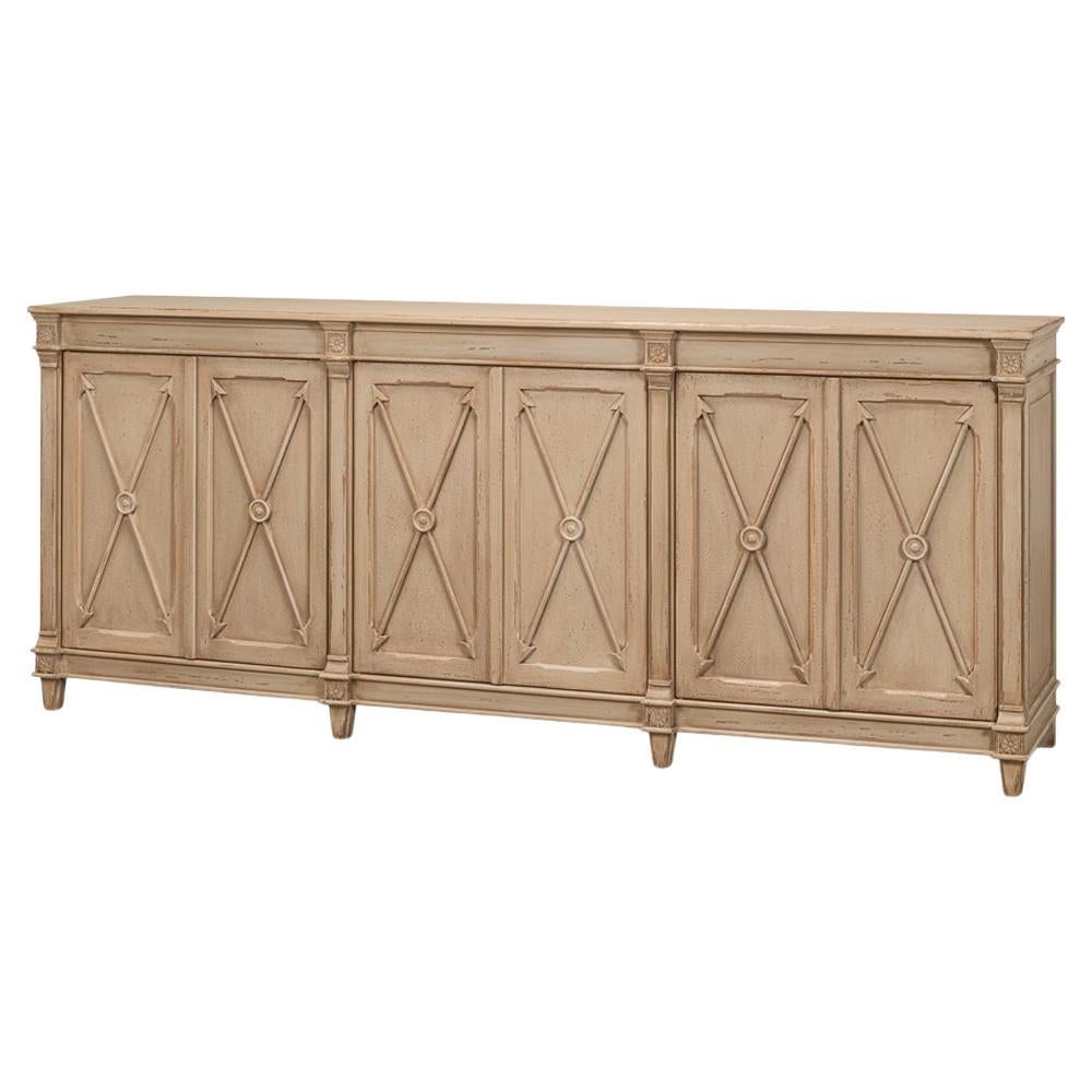 Long Directoire Style Antiqued Buffet For Sale
