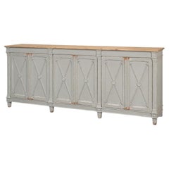 Long Directoire Style Antiqued Gray Buffet