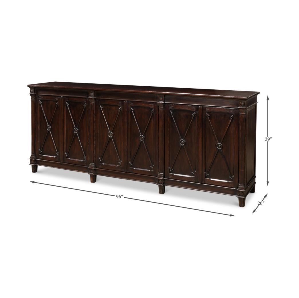 Long Directoire Style Dark Brown Buffet For Sale 4