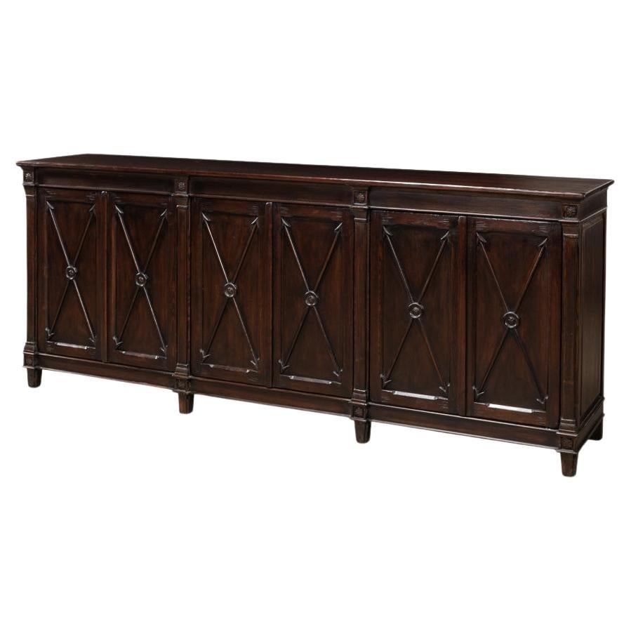 Long Directoire Style Dark Brown Buffet For Sale